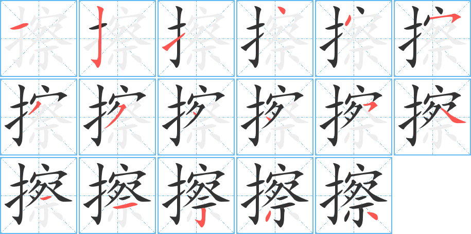 擦的筆順筆畫(huà)